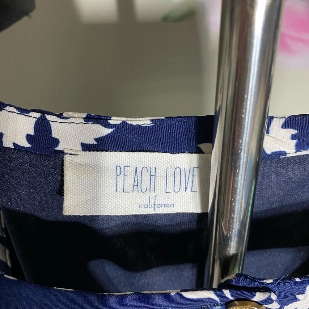 Peach Love California Blue and White Halter Midi Sundress  Size S